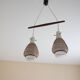Chandelier opaline, rattan, teak and brass