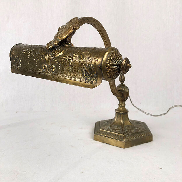 Articulated desk lamp, bronze and brass circa 1900