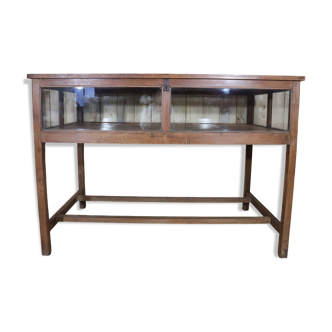 Ancienne vitrine/présentoir de magasin en pin