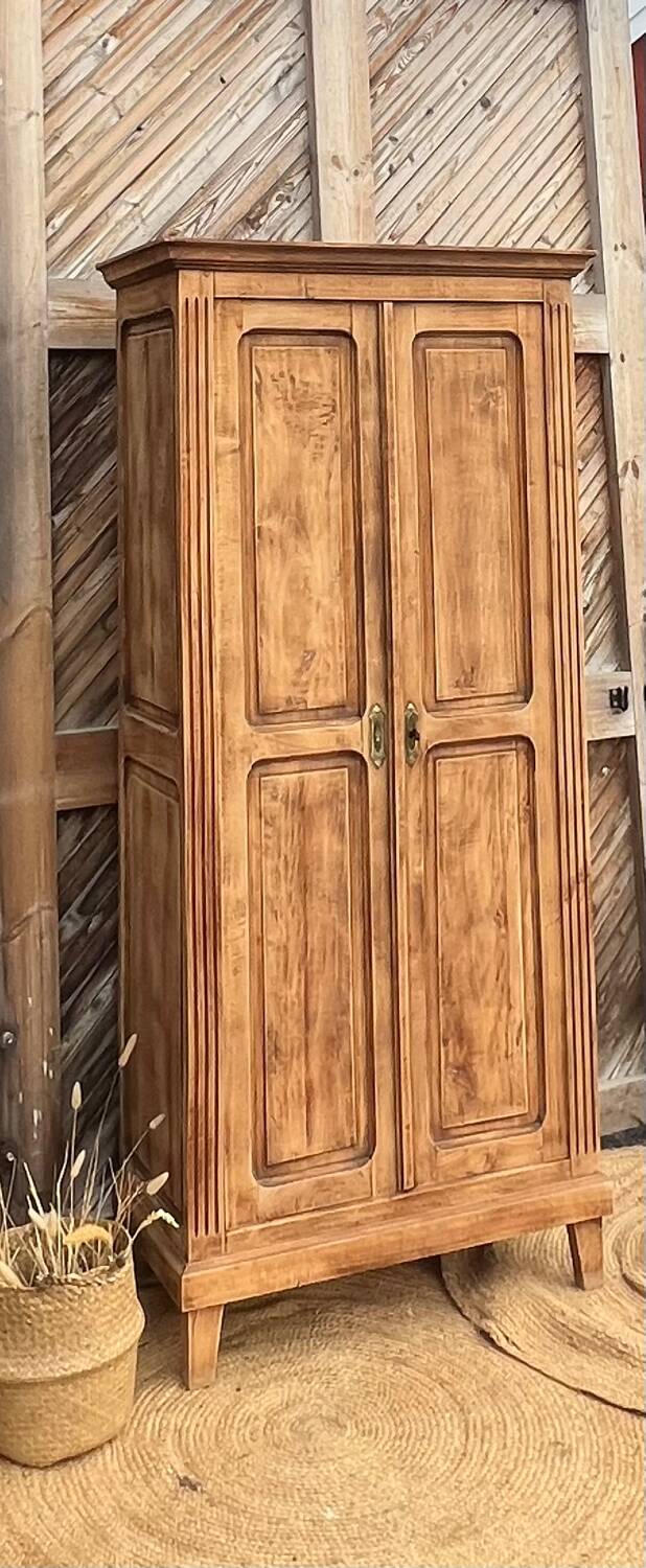 Vintage Parisian wardrobe in raw solid wood