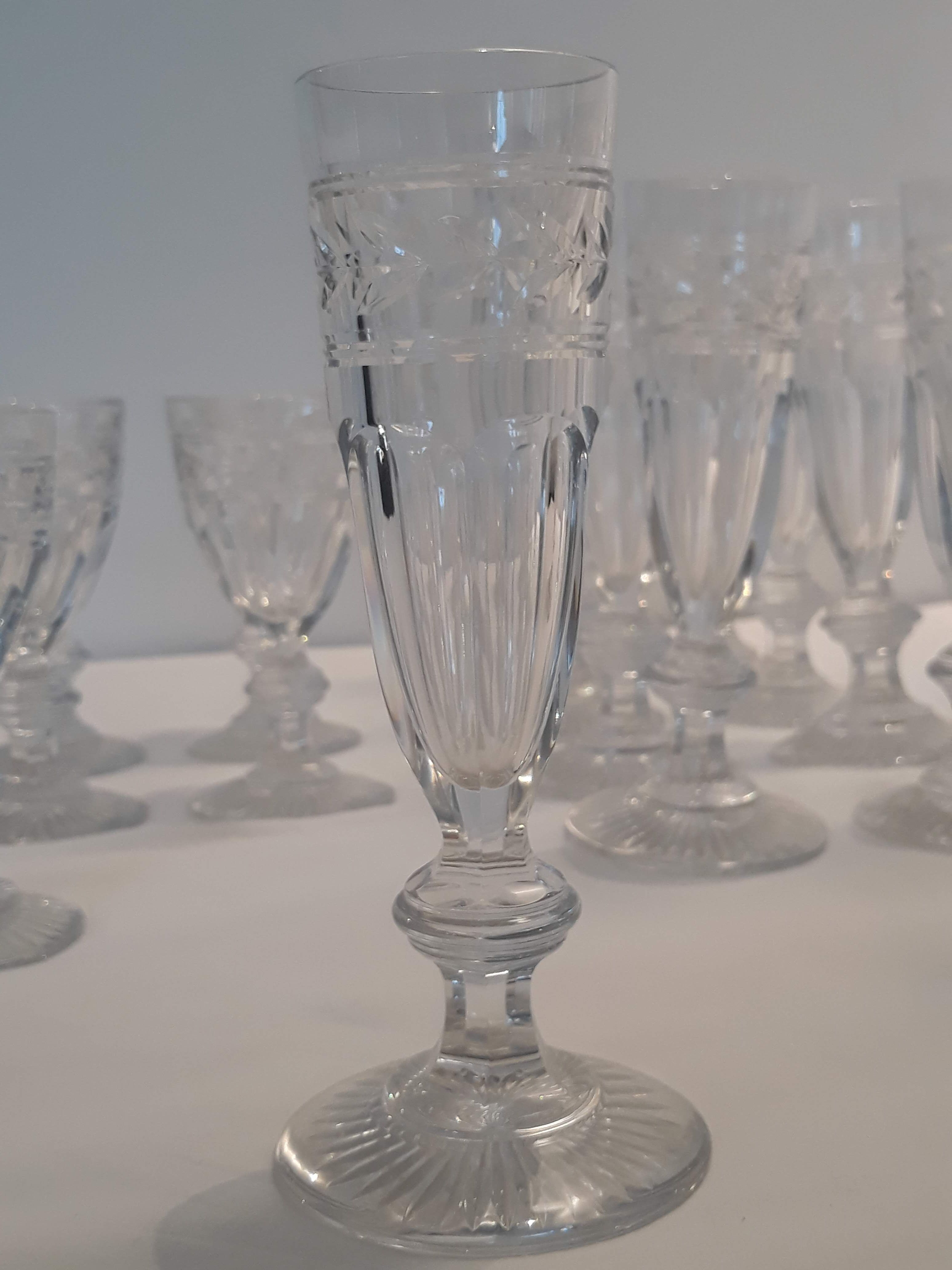Lot wine glasses and Baccarat champagne flutes