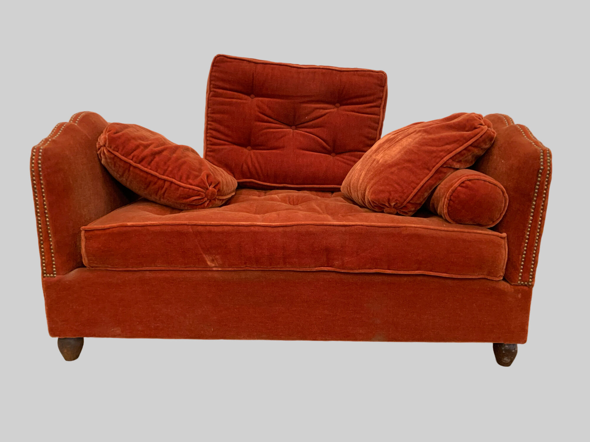 Art Deco velvet bench removable side XX century
