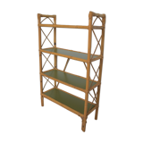 Khaki and rattan shelves