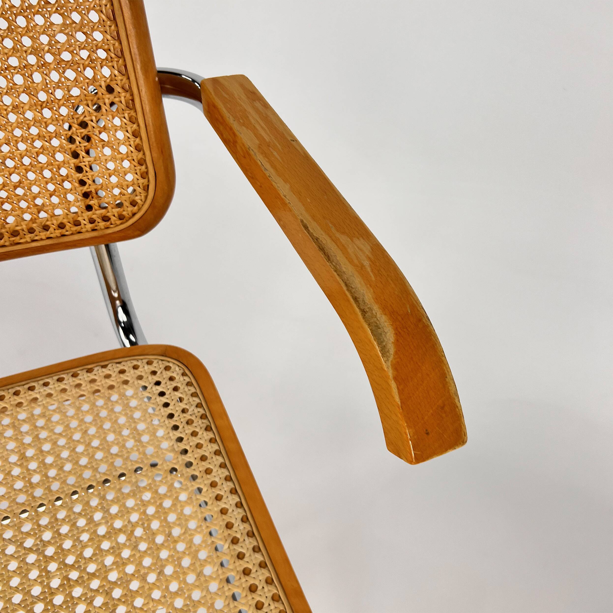 Tubular Frame and Cane Cantilever Dining Chair, Italy, 1970s
