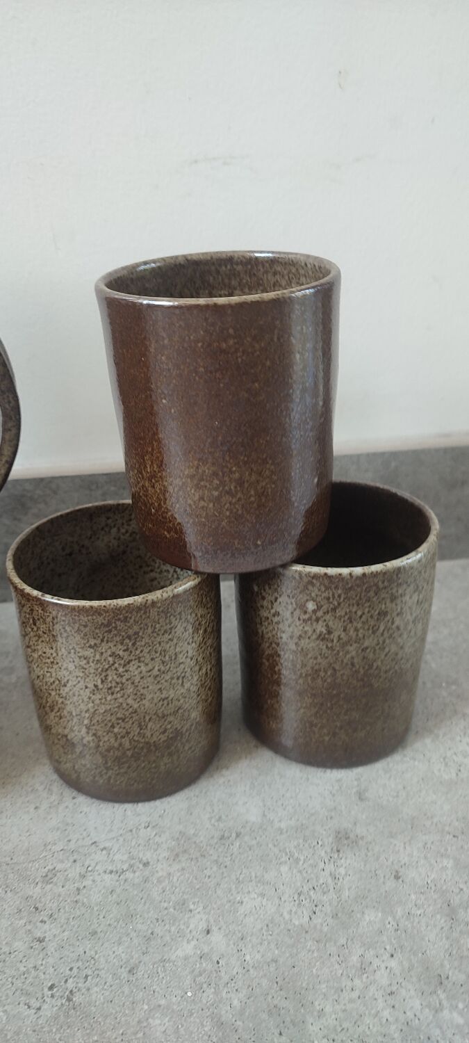 Ceramic workshop service in stoneware signed by karoly balogh.