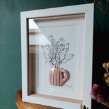 Composition of a bouquet of lily of the valley in a clay mug