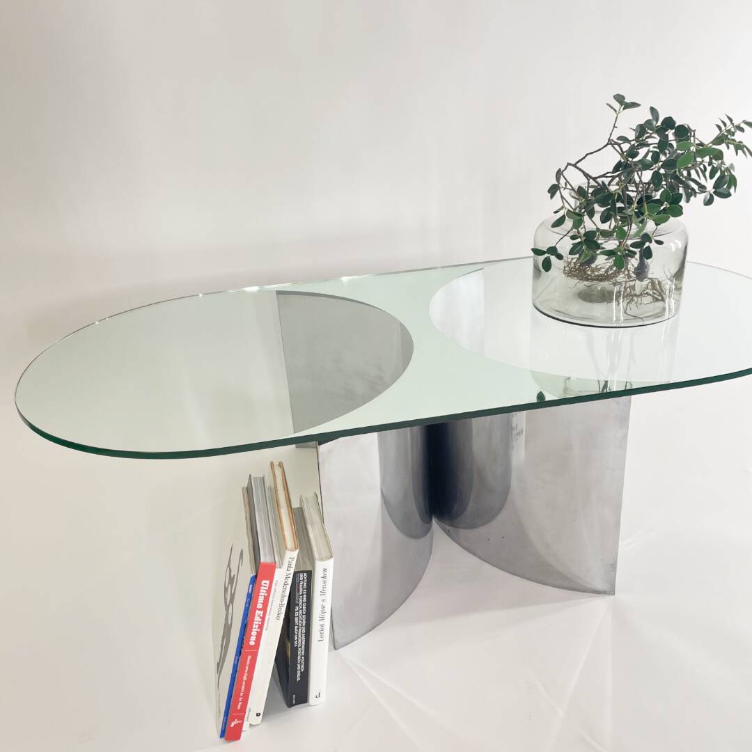Silvered Crystal Coffee Table Jorn Mod. 3102 by G. Raimondi, Italy