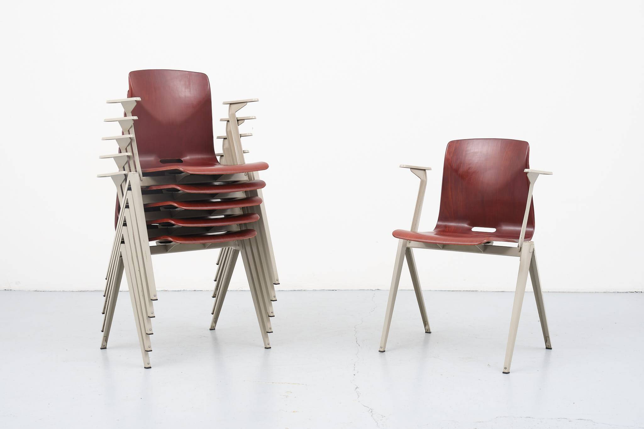 Vintage Galvanitas S22 Mahogany and Beige Chair with Armrests