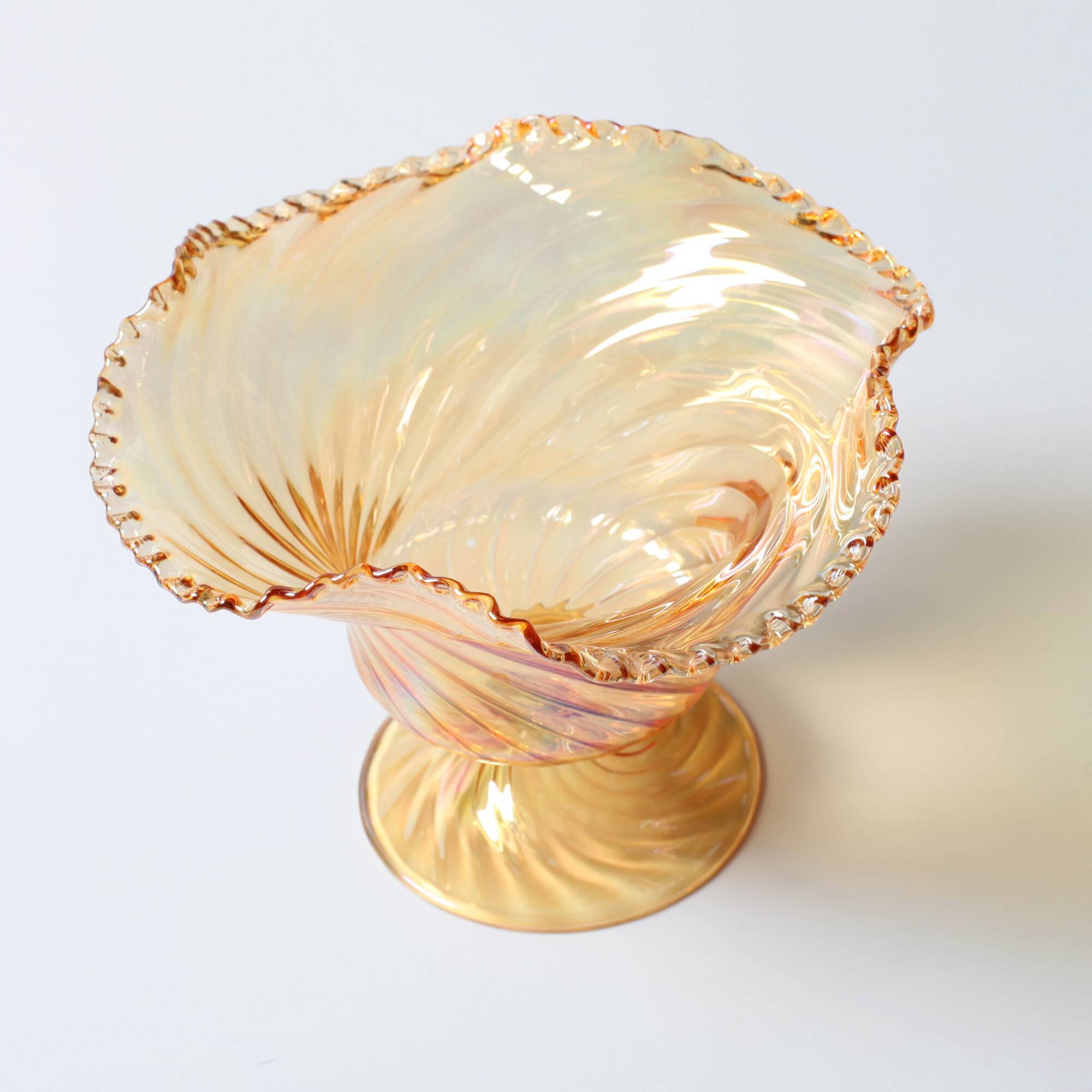 Porte-caddie en verre irisé Plissé / Vetreria Vetrart / Italie / Années 1990