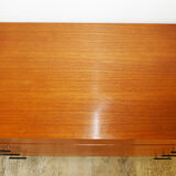 Vintage 1950s teak chest of drawers in metal