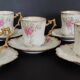 Series of five E. Bourgeois Paris porcelain coffee cups large deposit 1900