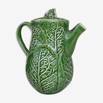 Cafetiere en barbotine decor de chou vert