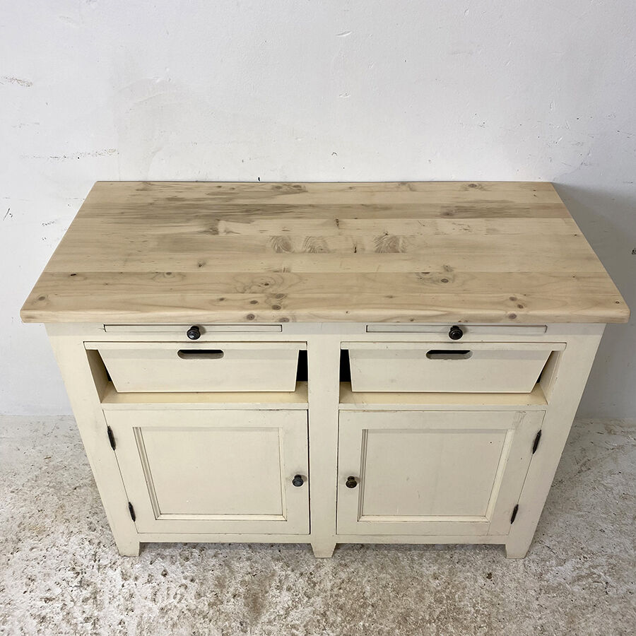 Sideboard beige light top solid wood raw