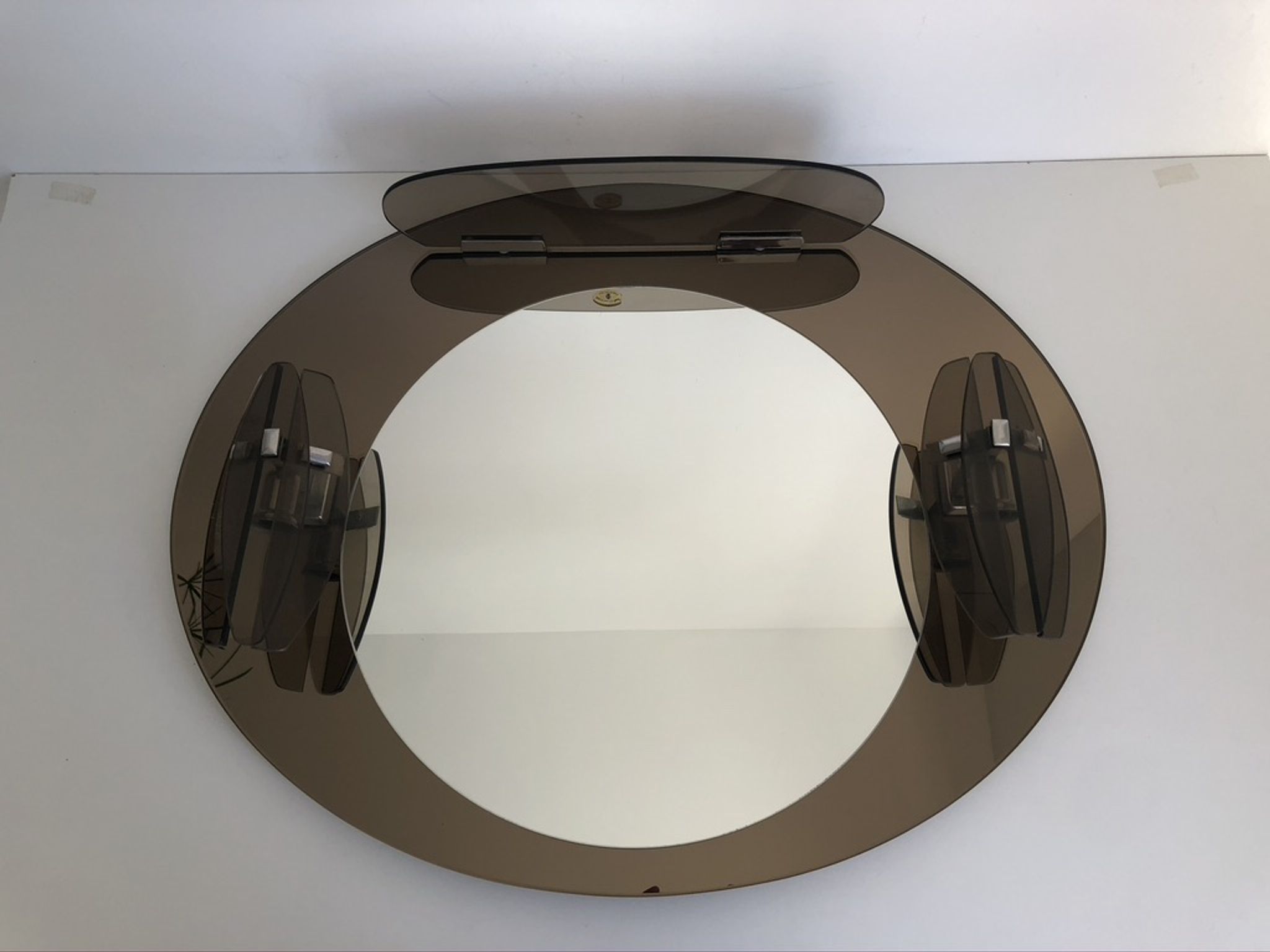 Lupi Crystal Luxor Mirror with 2 integrated wall lights and shelf