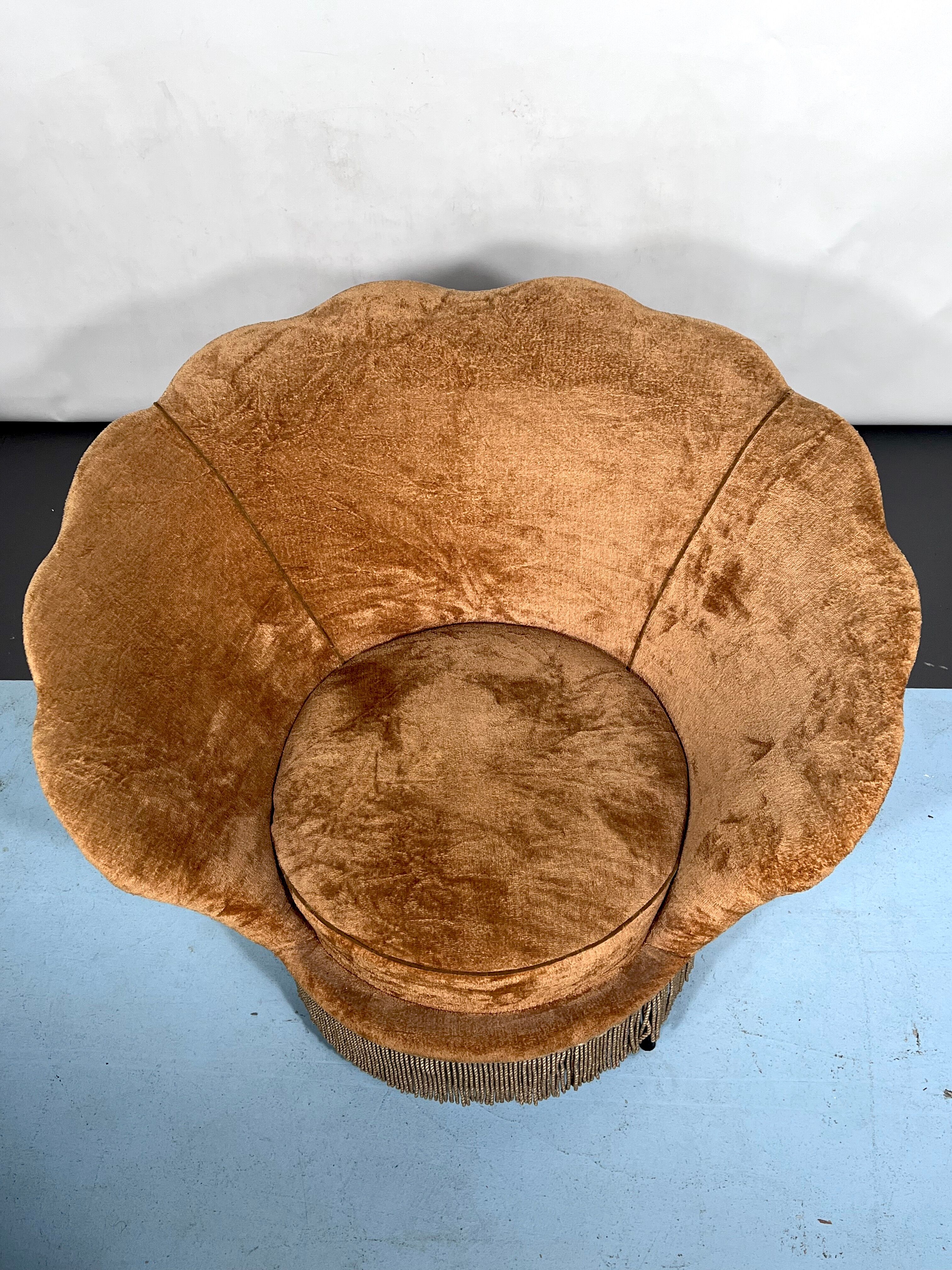 Set of two round velvet armchairs from 50s