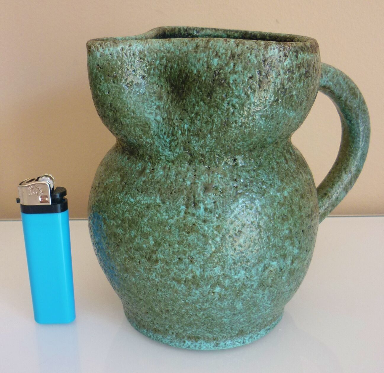 Zoomorphic pitcher in fat lava ceramic, signed Accolay, 1960s/1970s