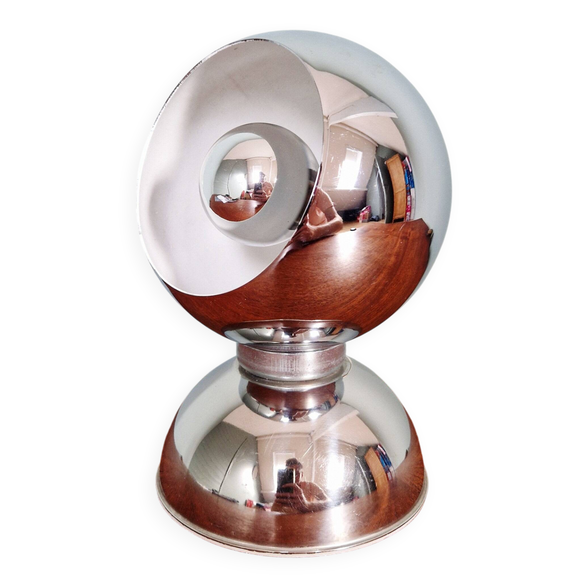 Chrome metal Eyeball lamp, Goffredo Reggiani, 1970