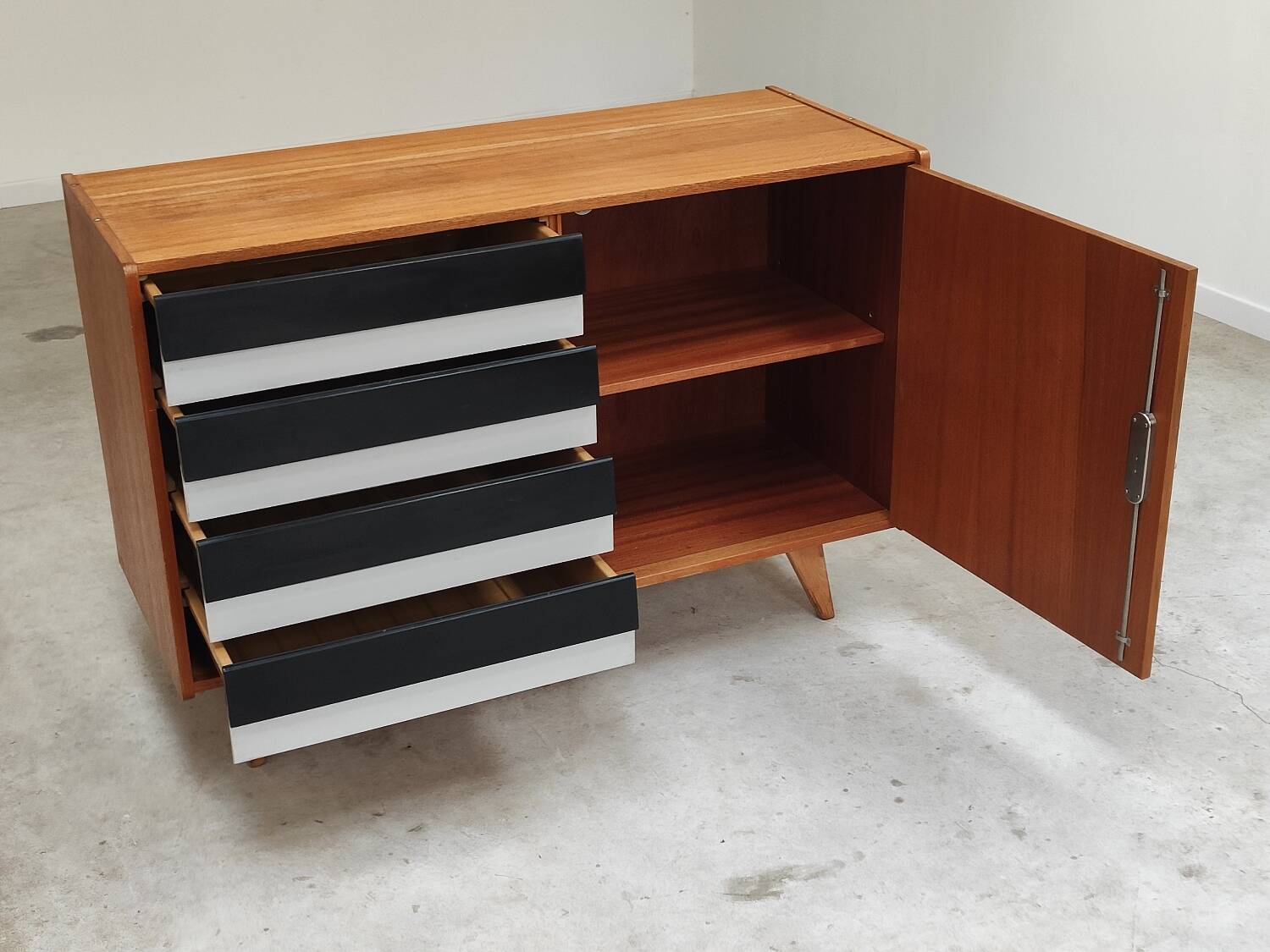 U-458 black and white sideboard by Jiri Jiroutek for Interier Praha