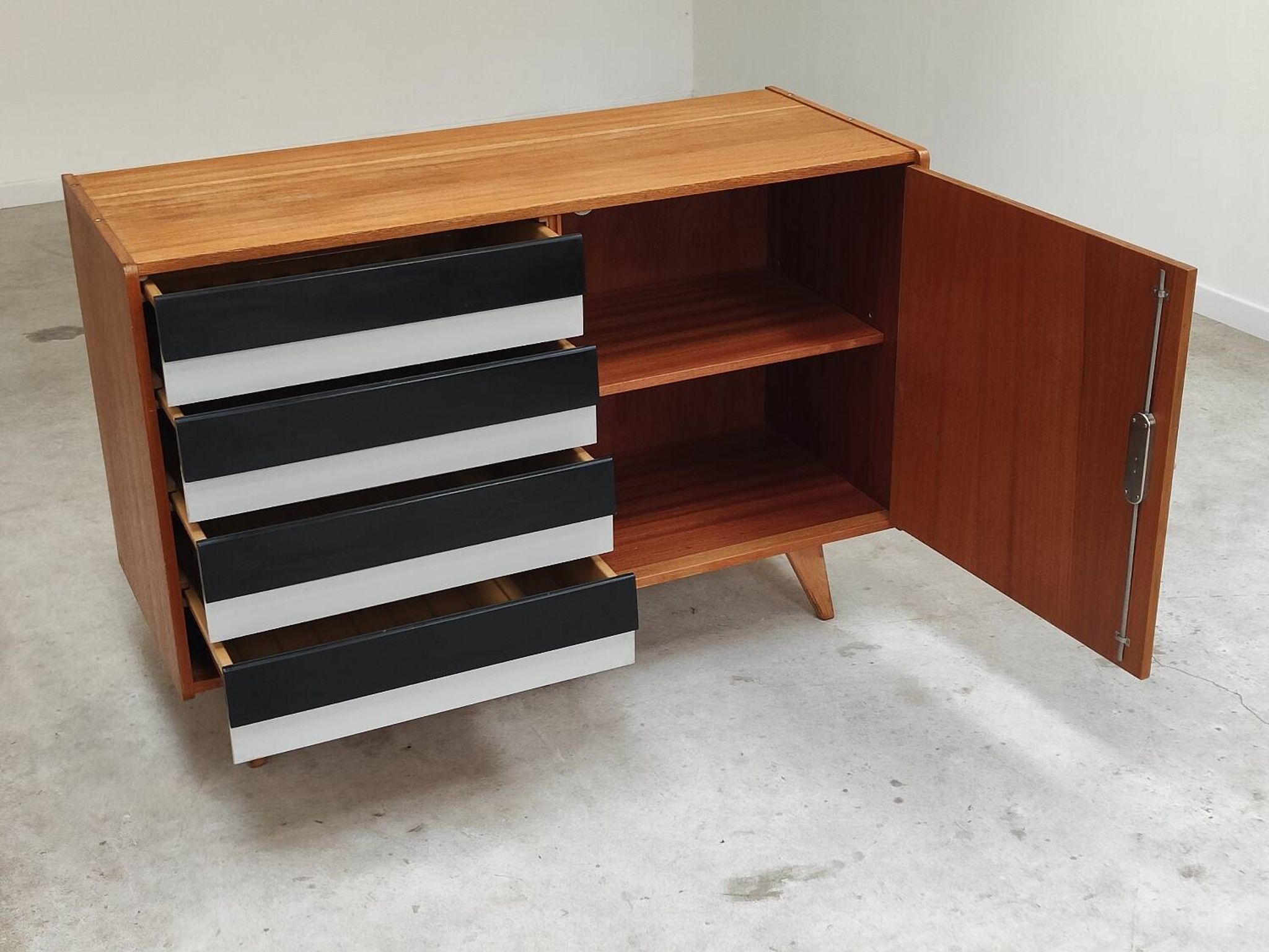U-458 black and white sideboard by Jiri Jiroutek for Interier Praha