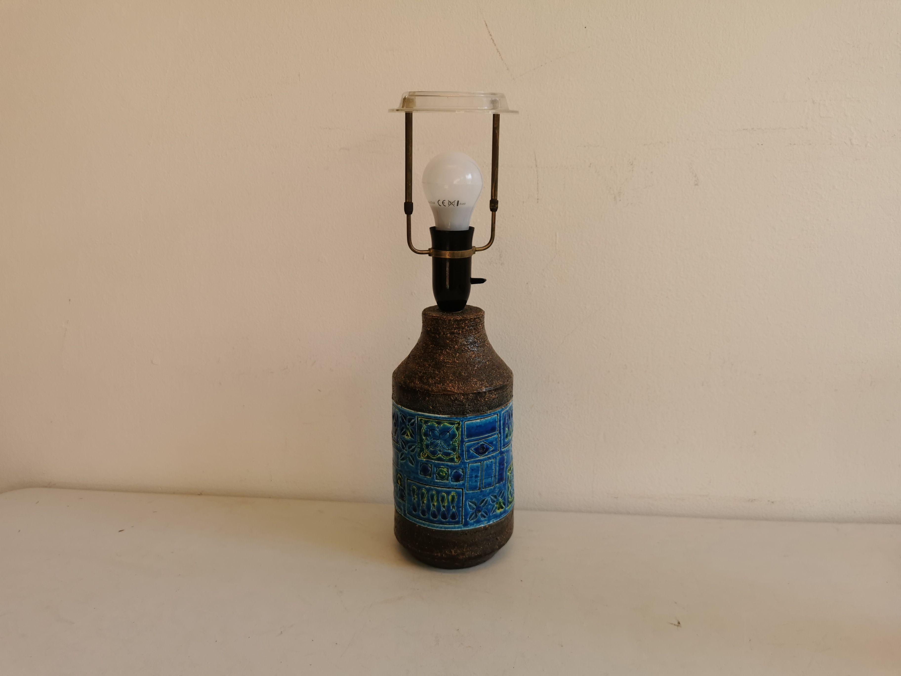 Bitossi lamp, in beautiful blue turquoise color, designed by Aldo Londi, Italy 1950-1960s