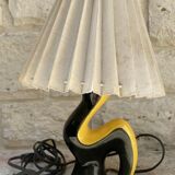 50s Vallauris black and yellow ceramic lamp