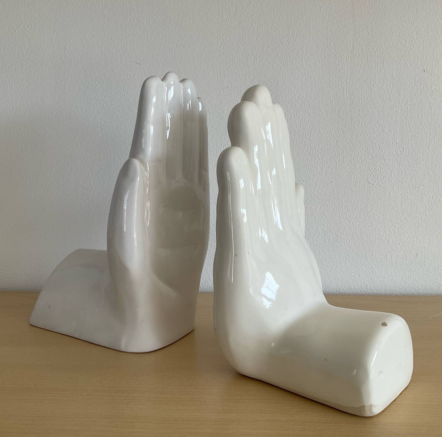 Pair of Vintage Ceramic Hands Bookends