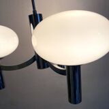 Space age glass and chrome chandelier, Italian design 1970