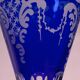 Cobalt blue patterned stem glass and frosted glass, 10x24cm
