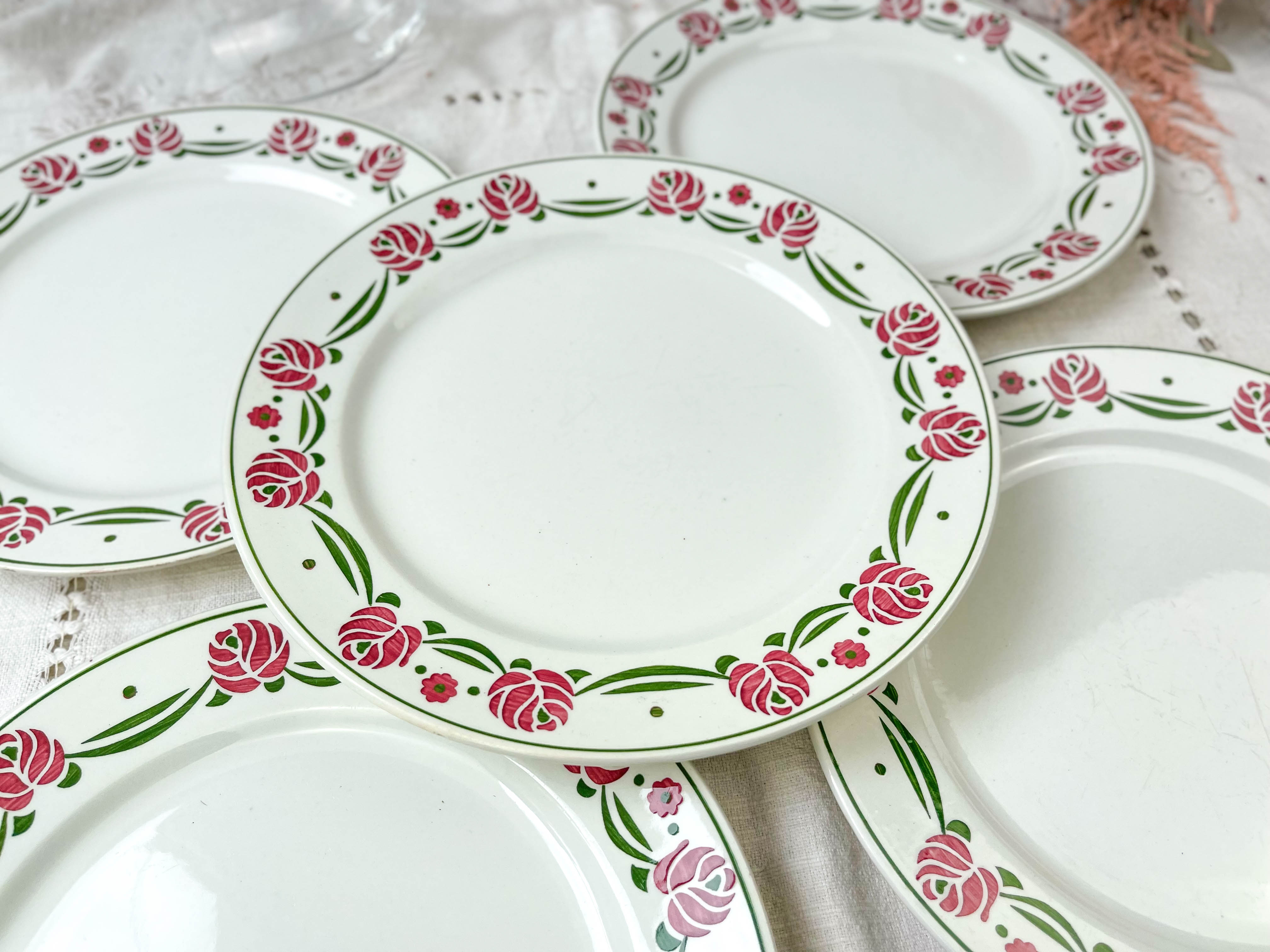 5 flat plates digoin sarreguemines model "mariette"