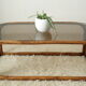 Table basse en bambou et verre fumé vintage