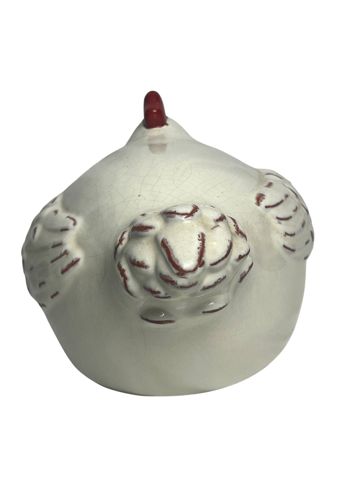 Decoration, large white ceramic hen by Alessi, 20th century