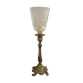 Lampe à poser en laiton et tulipe Degué signée