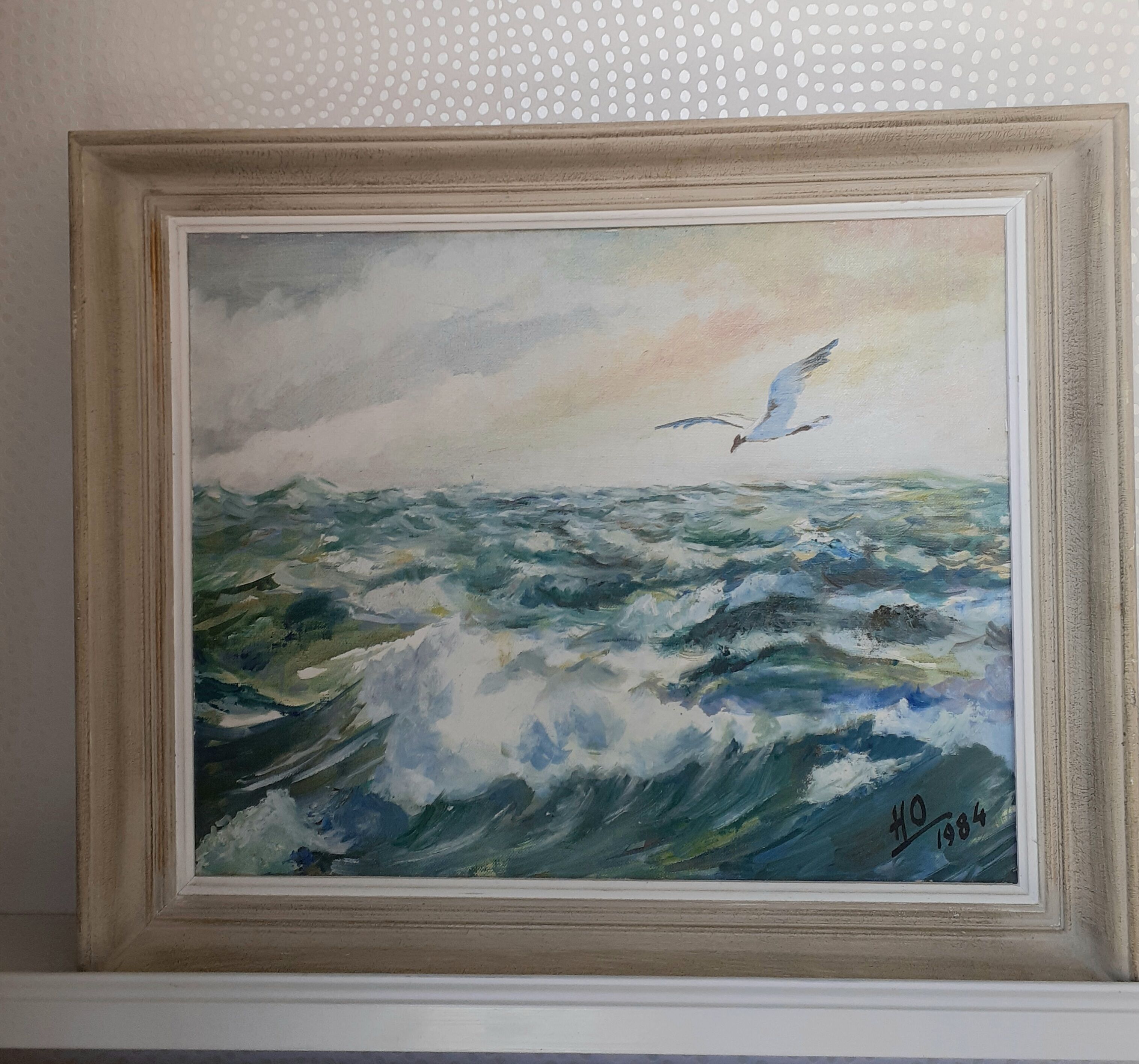Tableau vintage marine mouette