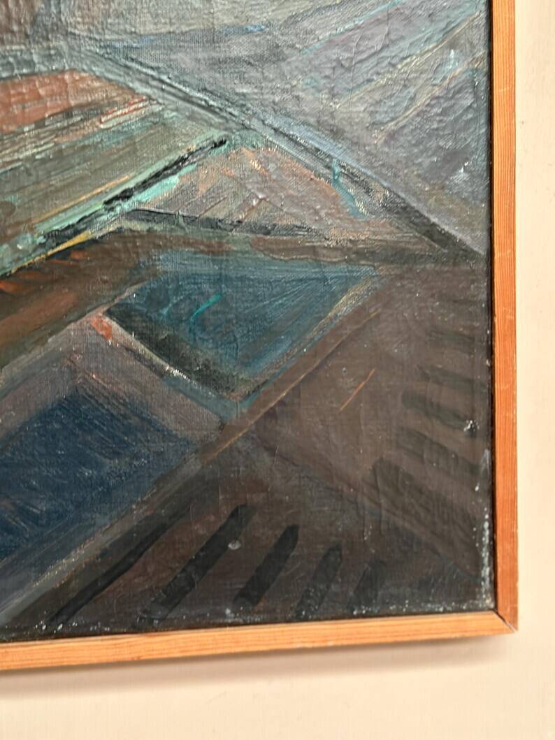 Original Swedish Oil on Canvas – “Glumslövs Backar” by Eric Julius – Signed – Vintage & Framed – 49 × 41 cm
