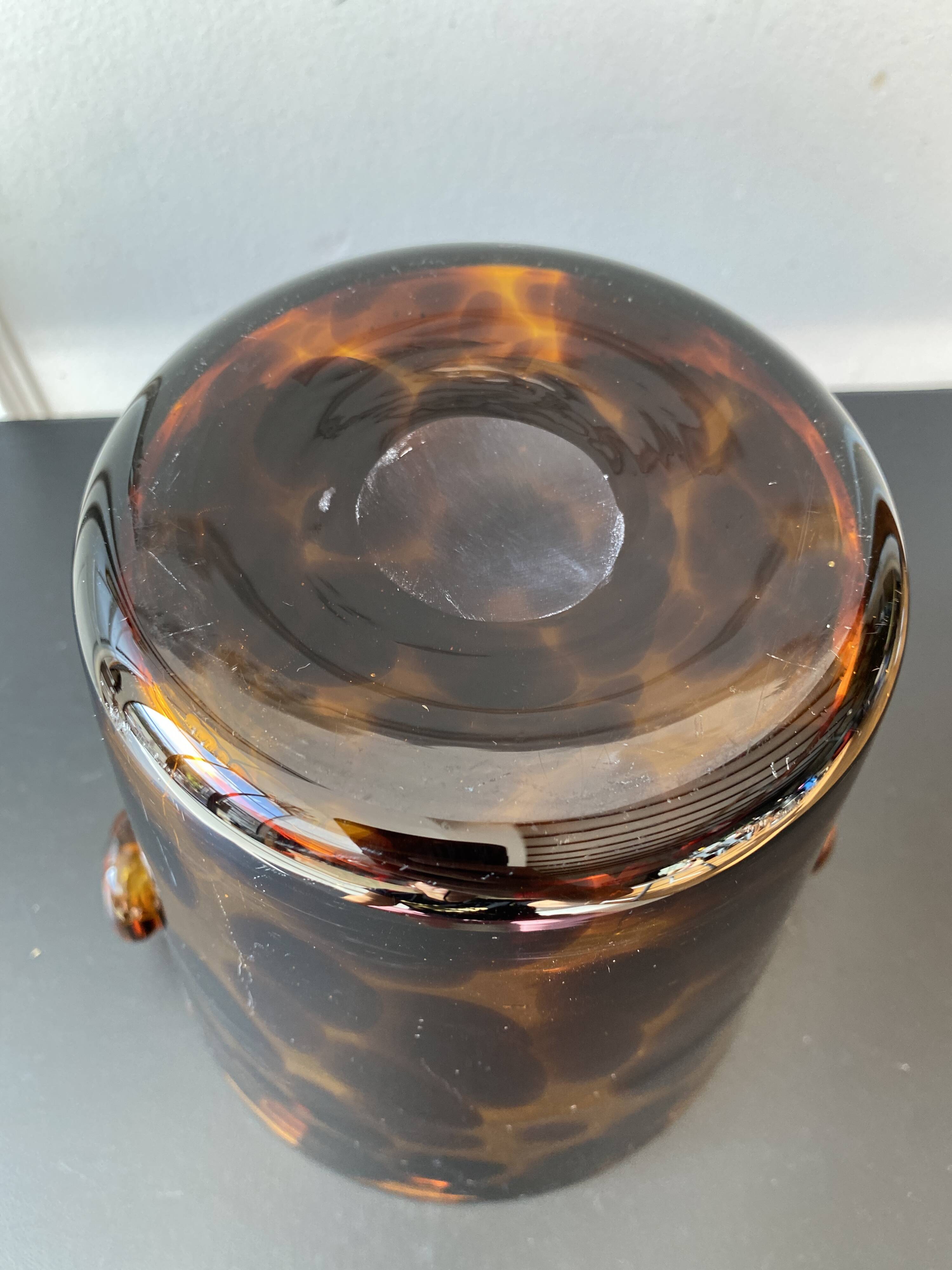 Seau à glaçons vintage Empoli pour Dior – verre soufflé écaille de tortue