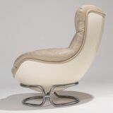 MICHEL CADESTIN KARATE LEATHER ARMCHAIR, 1970s