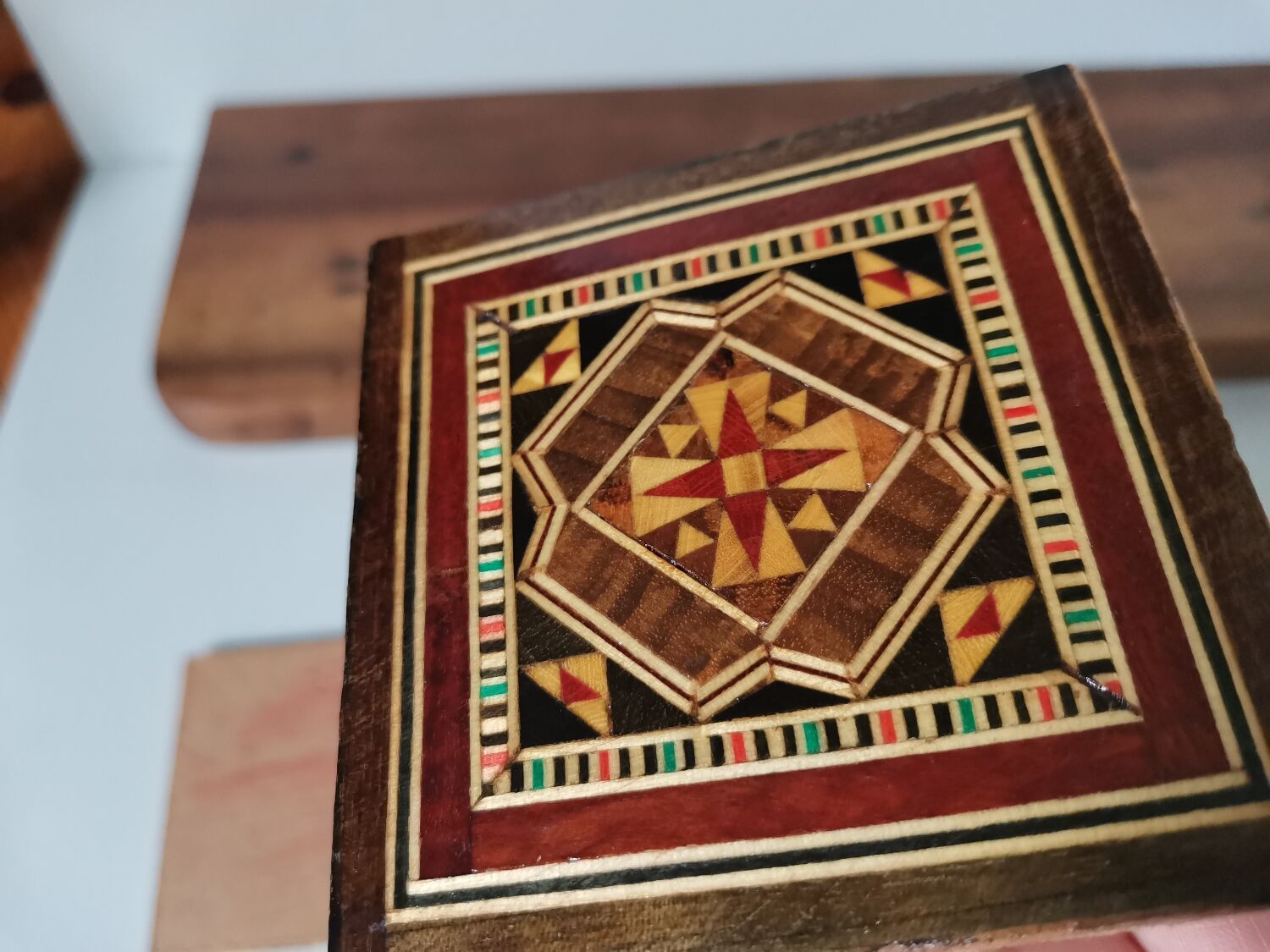 Lot de 5 sous verre bois vintage marqueterie