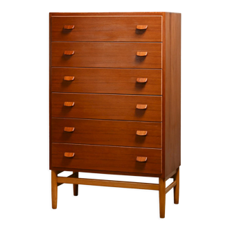 Poul Volther chest of drawers, model F17 in teak and oak for FDB Møbler, Denmark