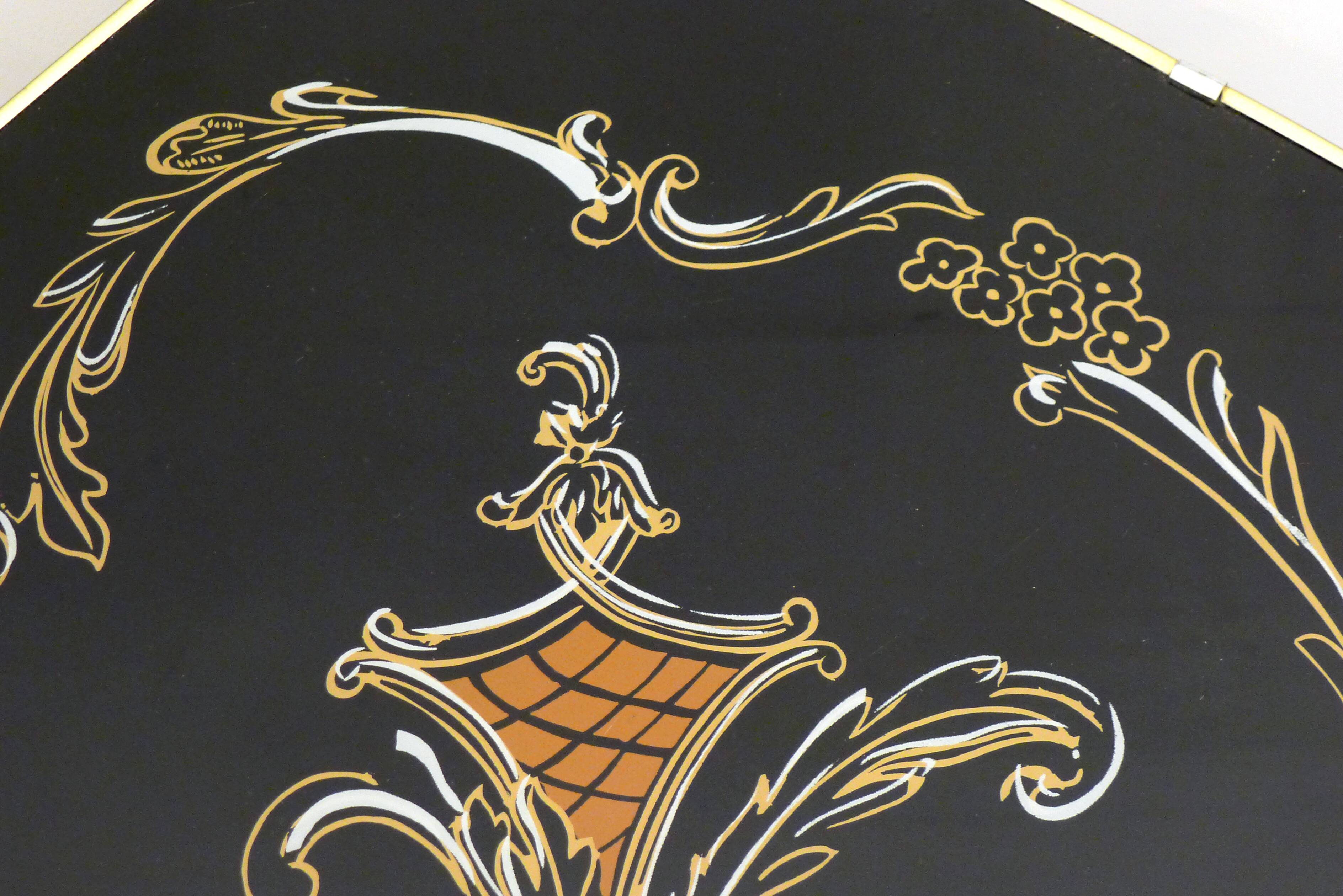 Large coffee table 1960s Rococo style with tapered legs.