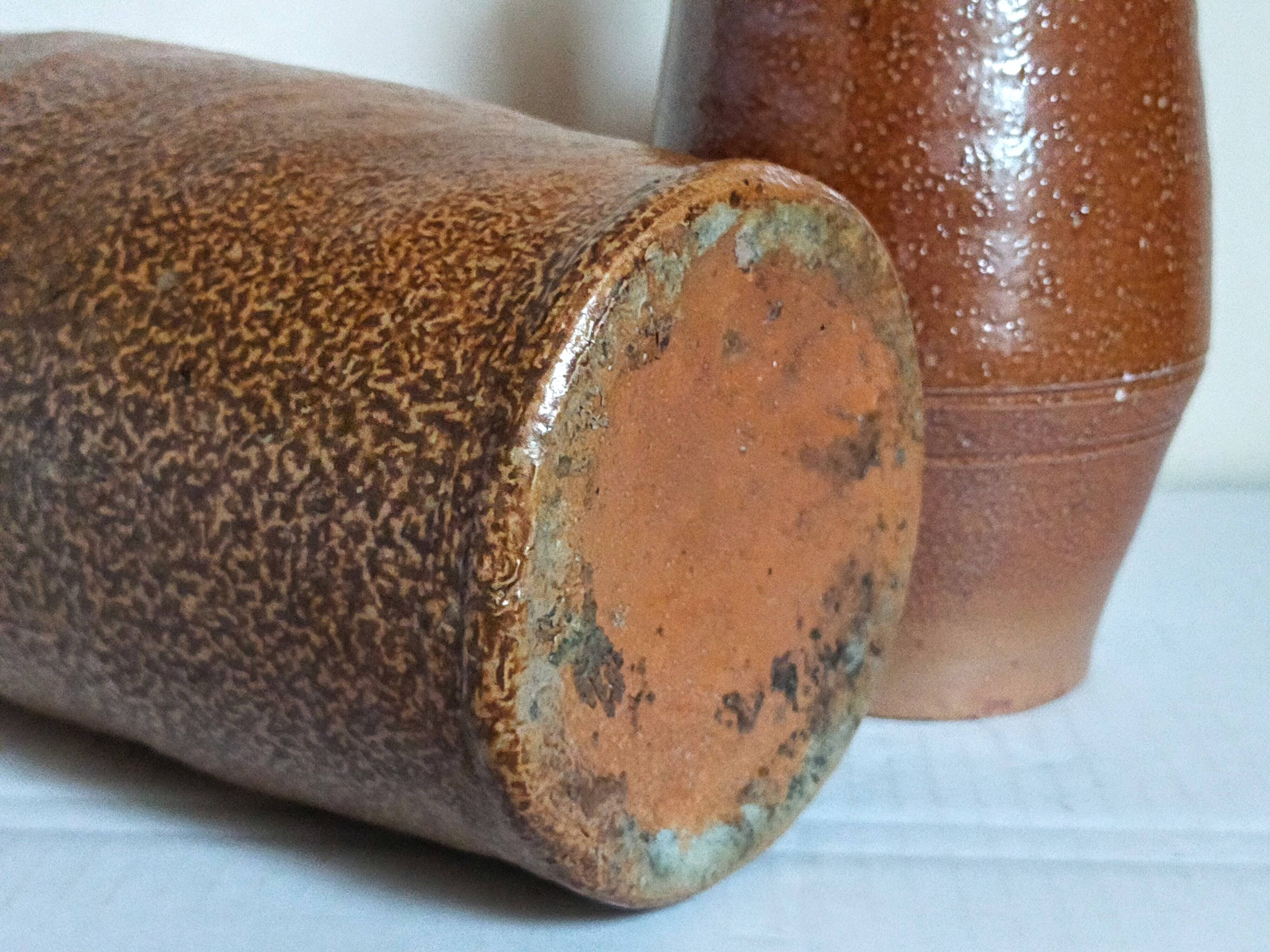 Duo de bouteilles Art-populaire en grès