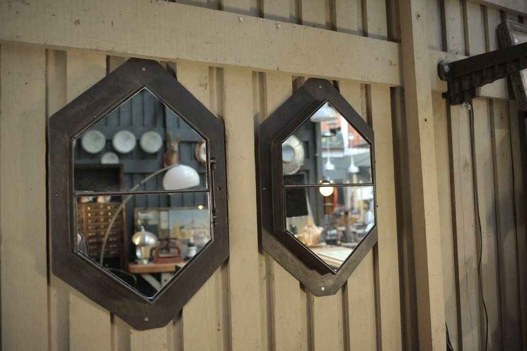 Miroirs fenêtre industriel en métal 1930 49x78cm