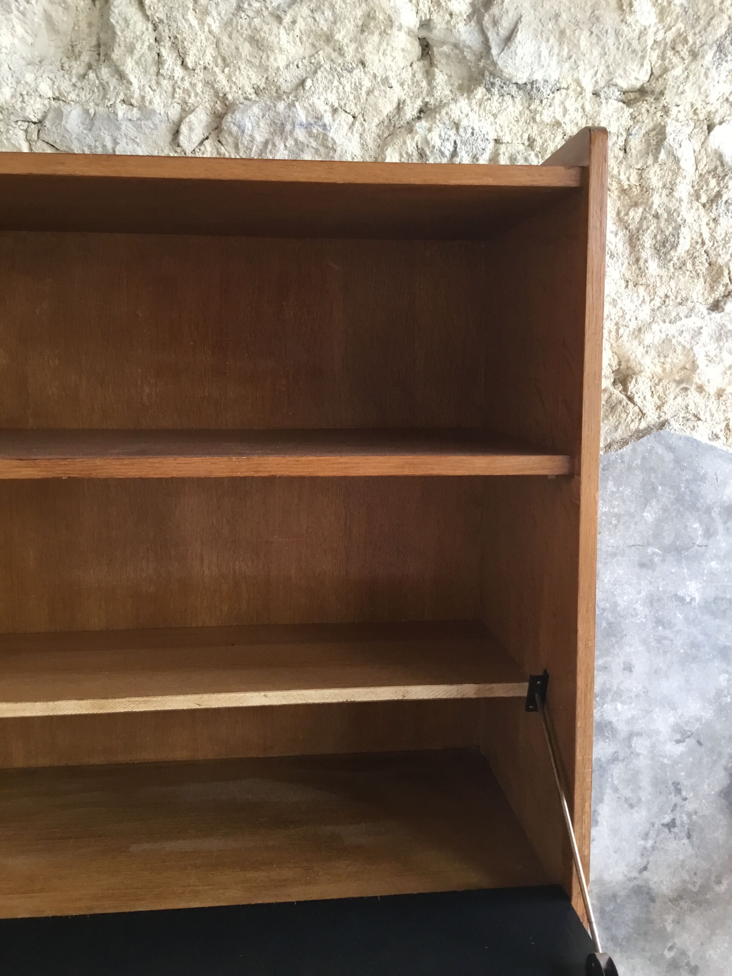 Vintage secretary in light oak veneer 1960
