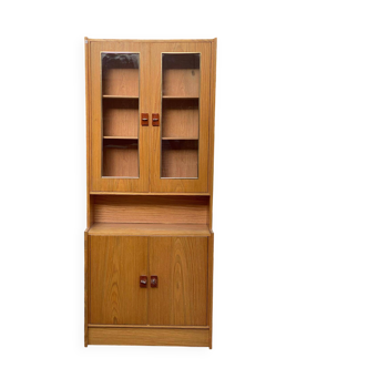 Scandinavian display cabinet, 2 sections, in oak, 1970.
