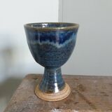 Chalice, cup in blue-glazed stoneware
