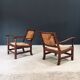 Arts & Crafts Handcrafted Low Lounge Armchairs, Belgium, 1920s, Set of 2