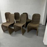 6 chaises design en rotin