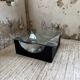 Table basse socle moulé et chrome, années 70