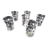 6 Vintage goblet-shaped table glasses Engraved decor