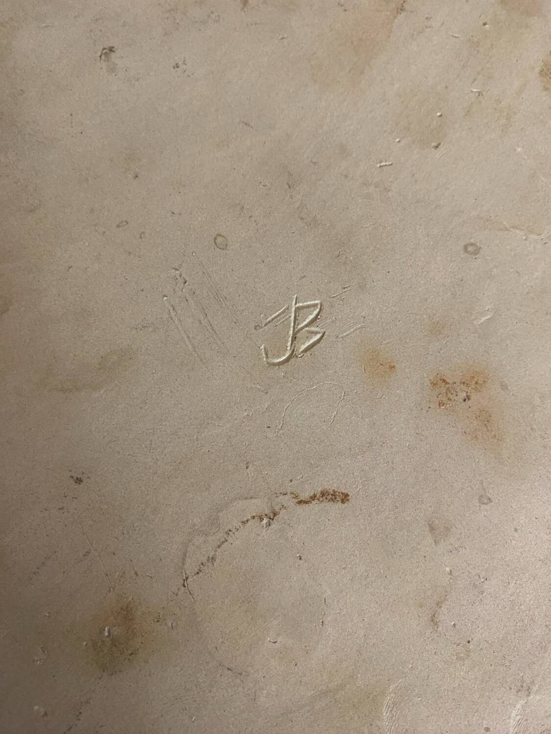 Old Enamelled Blue Stoneware Trivet France #D484