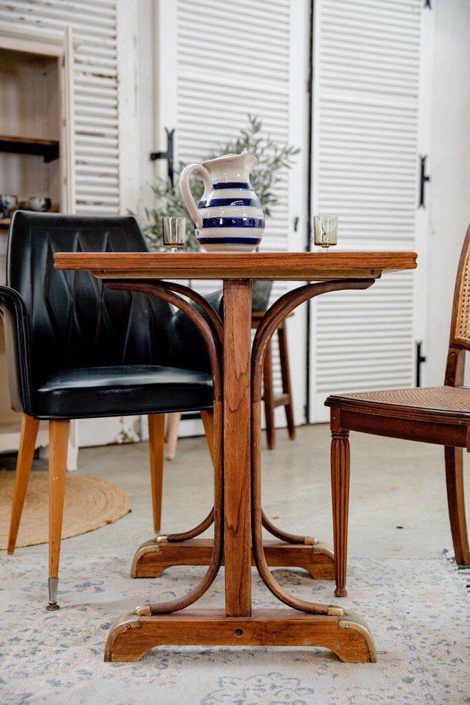 Curved wood bistro table